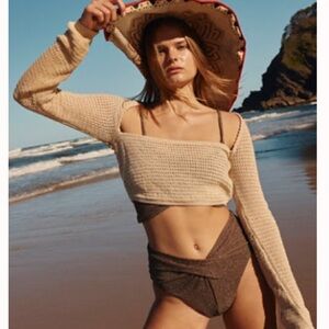 Free People Beige Knit Crop Top